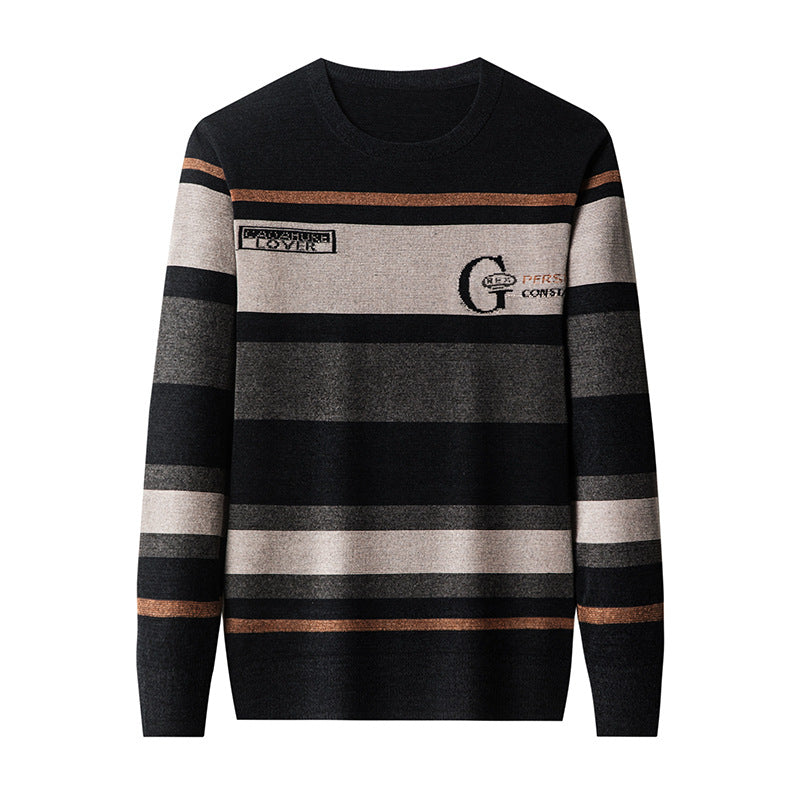 Straight Long Sleeve Casual Round Neck Men's Clothing