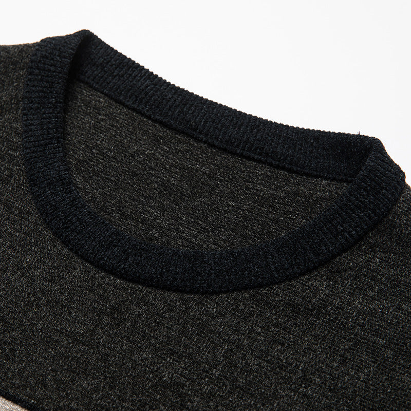 Straight Long Sleeve Casual Round Neck Men's Clothing