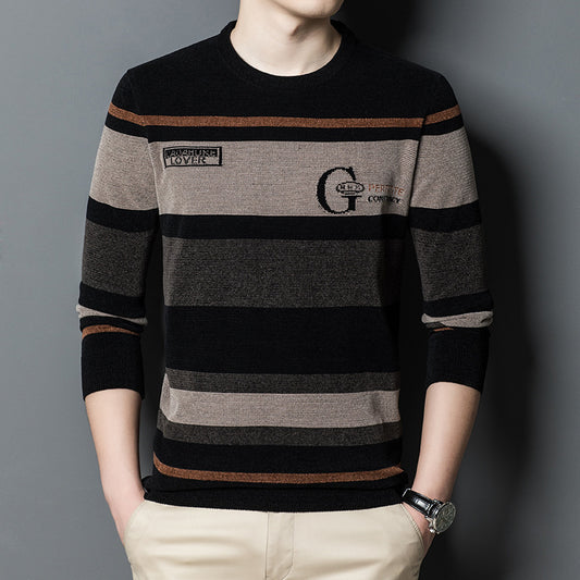 Straight Long Sleeve Casual Round Neck Men's Clothing